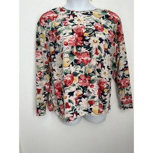 Nora Noh Women’s Size XL Silk Floral Popover Blouse Career Work Wear